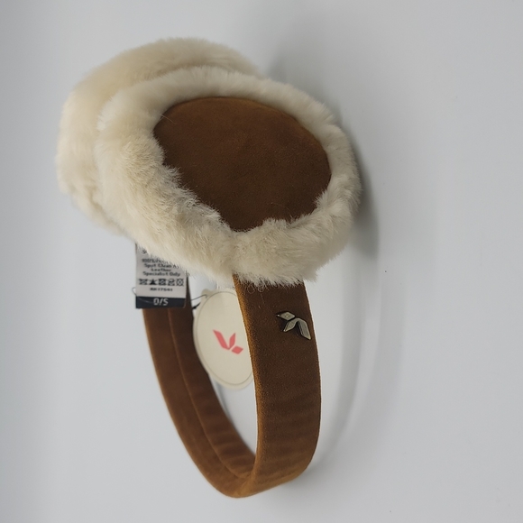 Ugg Twill Tape Suede Faux Fur Earmuffs 